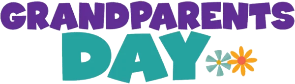 Grandparents Day Text with Flowers PNG