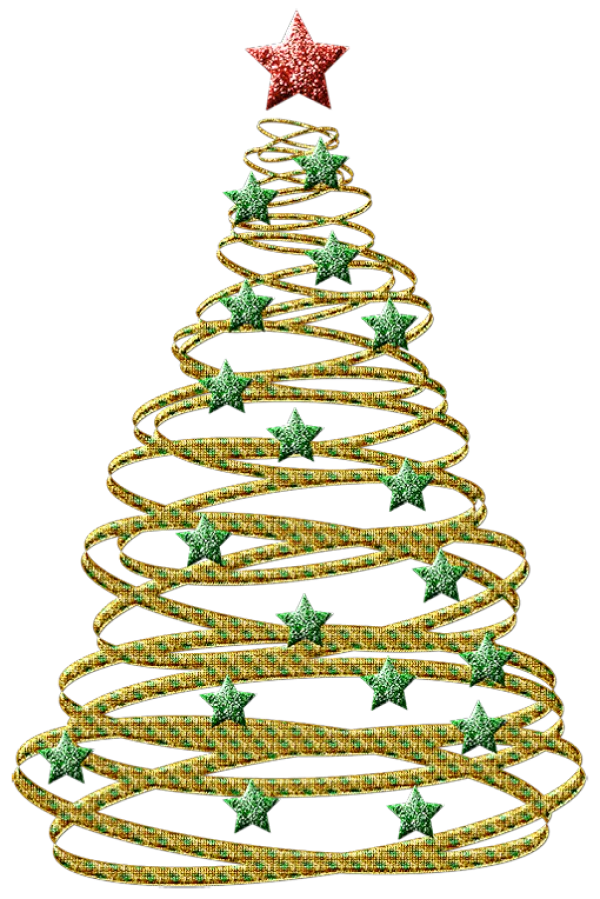 Glitter Golden Ribbon Christmas Tree PNG