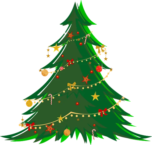 Decorated Christmas Tree with Ornaments PNG