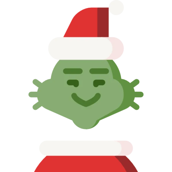 Grinch Icon with Santa Hat PNG Transparent