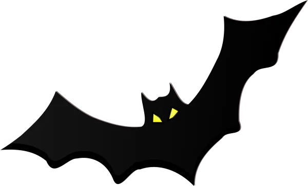 Black Bat with Yellow Eyes PNG Transparent Background