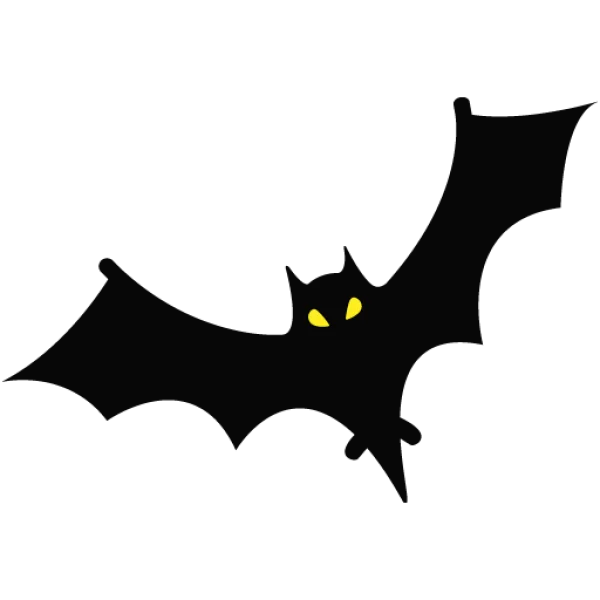 Black Bat with Glowing Eyes PNG Transparent Background