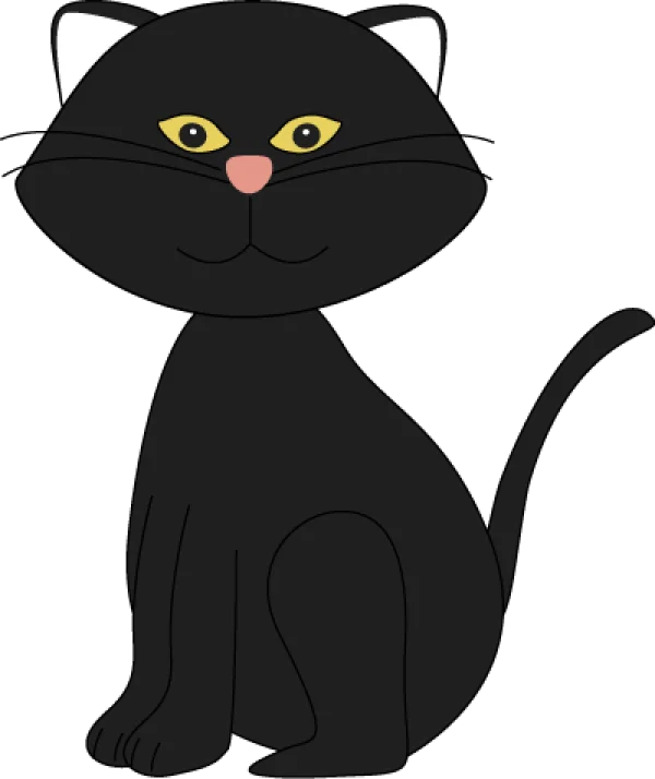 Cute Cartoon Black Cat PNG Transparent Background