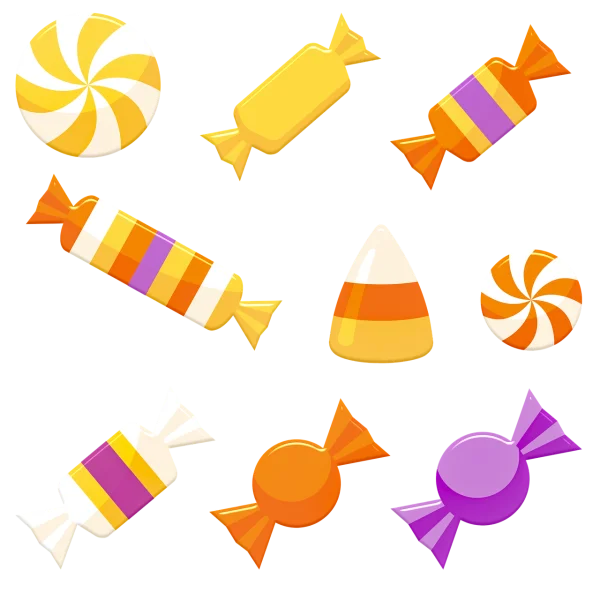 Assorted Halloween Candy Collection PNG Transparent Background