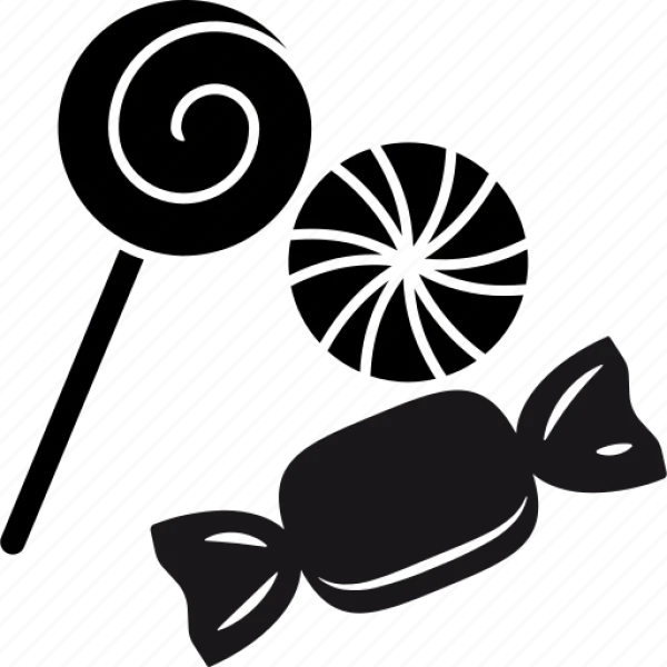 Candy and Lollipop Icons Black Silhouette PNG