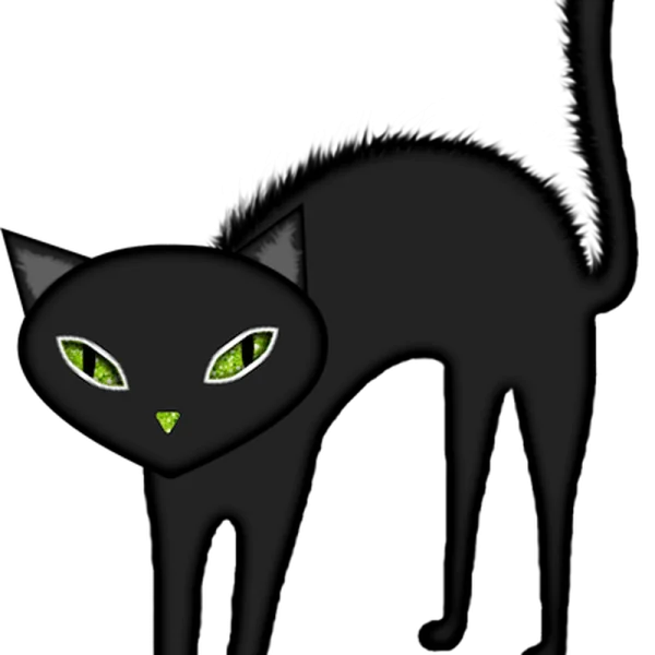 Black Cat with Green Glitter Eyes PNG