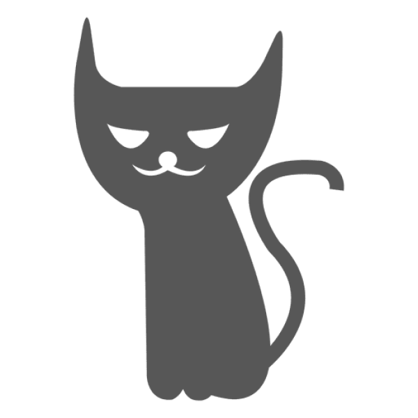 Stylized Grey Cat Icon PNG Transparent Background