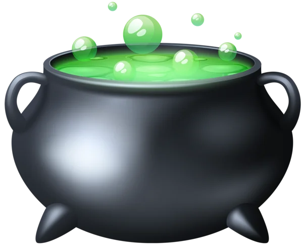 Witch's Cauldron with Green Potion PNG