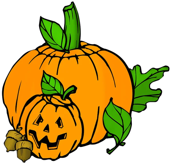 Halloween Pumpkins and Acorns Transparent PNG
