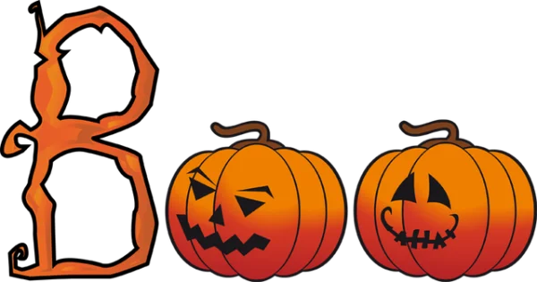Halloween Boo Text with Jack-o'-Lanterns PNG