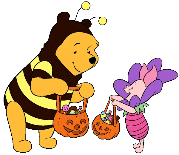 Winnie the Pooh and Piglet Halloween Trick-or-Treat PNG
