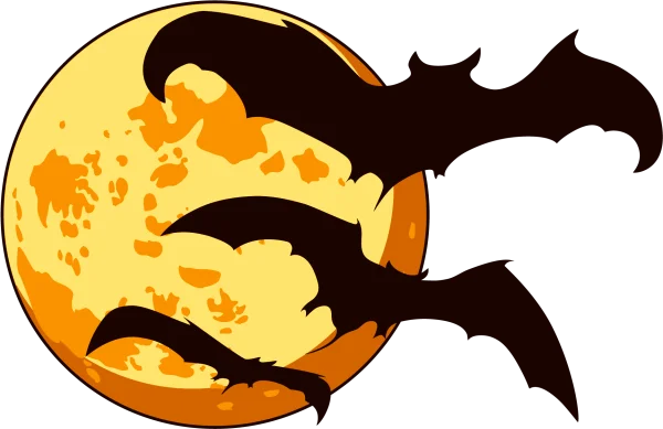 Halloween Full Moon with Flying Bats PNG