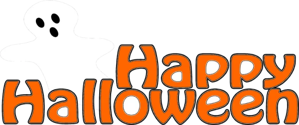 Happy Halloween Ghost and Text PNG