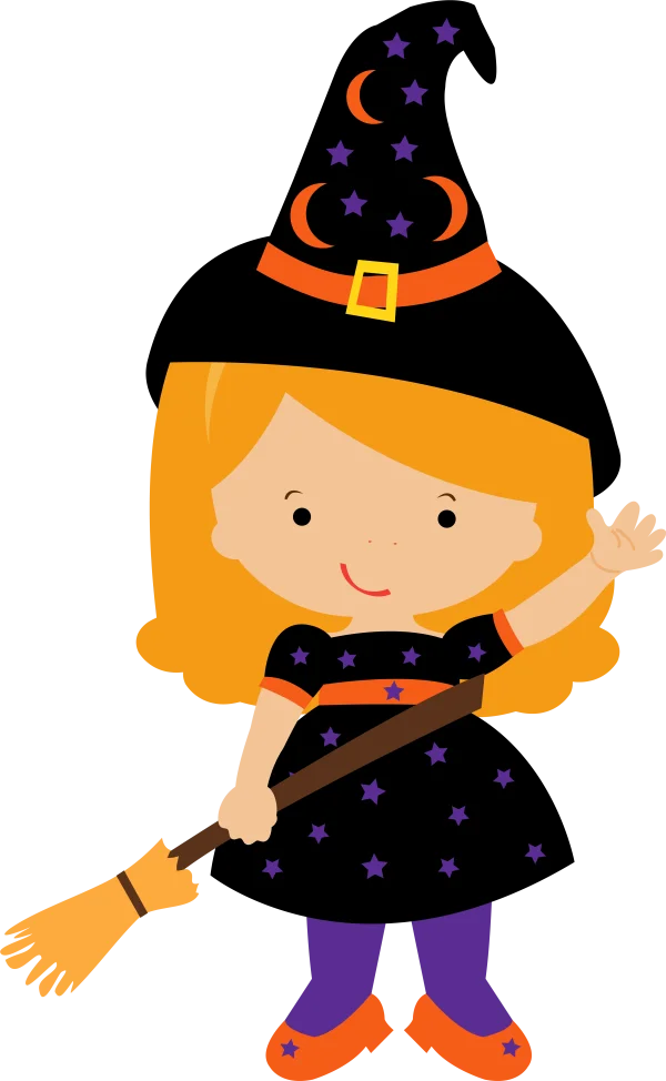 Cute Little Witch Girl PNG Transparent Background