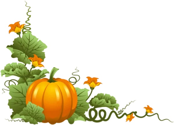 Autumn Pumpkin and Vine Corner Decoration PNG