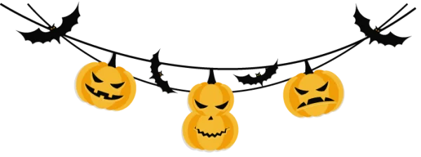 Halloween Pumpkin and Bat Garland PNG