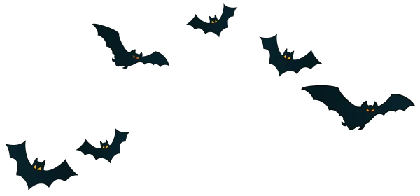 Flying Halloween Bats with Orange Eyes PNG