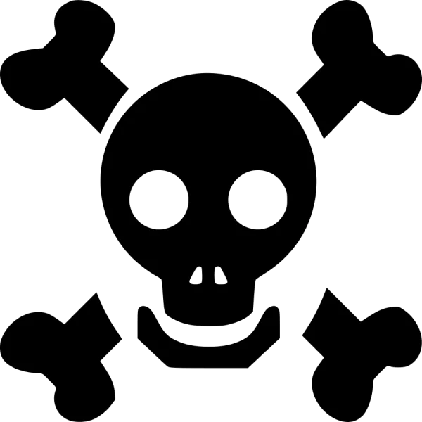 Black Skull and Crossbones Icon PNG Transparent