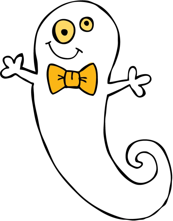 Friendly Cartoon Ghost with Bow Tie PNG Transparent