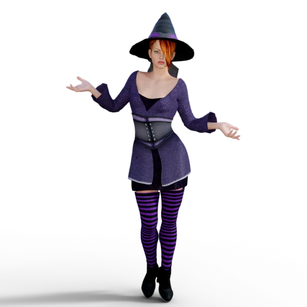 Stylized Witch Character PNG Transparent Background