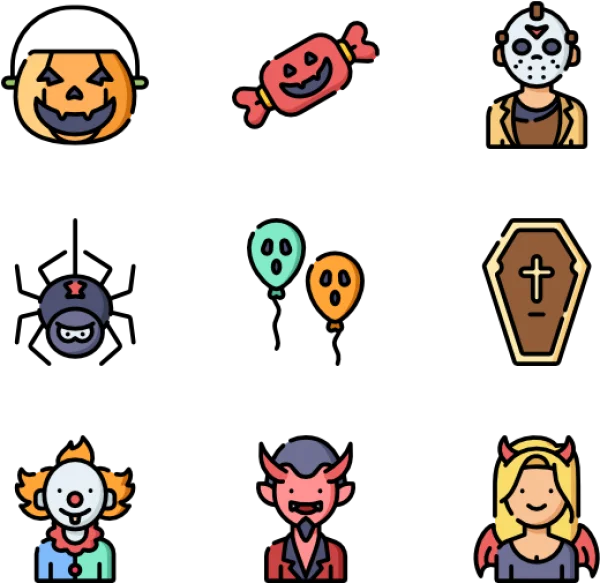 Halloween Spooky Icons Collection PNG Transparent