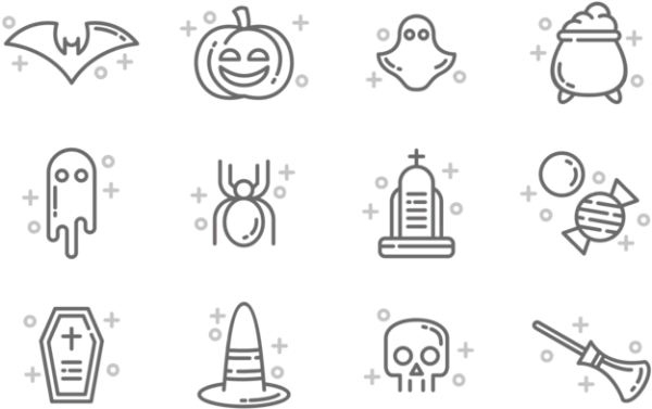 Halloween Line Art Icons Set PNG Transparent