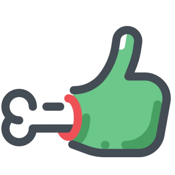 Zombie Thumbs Up Hand Icon with Bone