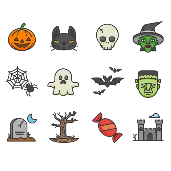 Halloween Icons Pack PNG Transparent Background