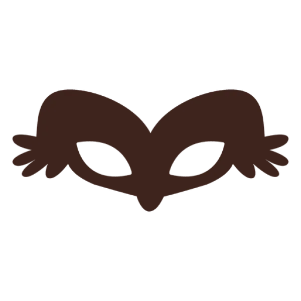 Dark Brown Feathered Masquerade Mask PNG
