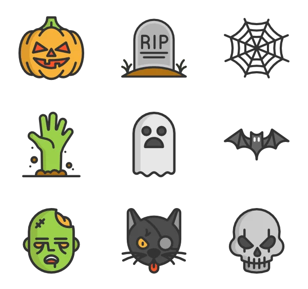 Halloween Icon Set PNG Transparent Background