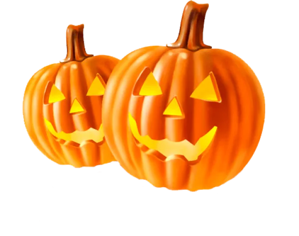 Two Jack-o'-Lanterns Halloween PNG Transparent