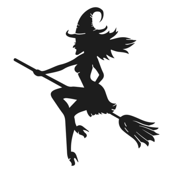 Witch Flying on Broomstick Silhouette PNG