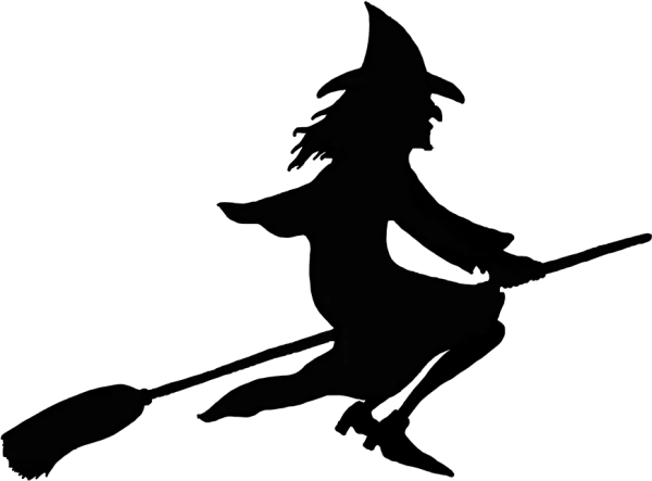 Witch Flying on Broomstick Silhouette PNG
