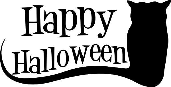 Happy Halloween Black Cat Silhouette PNG