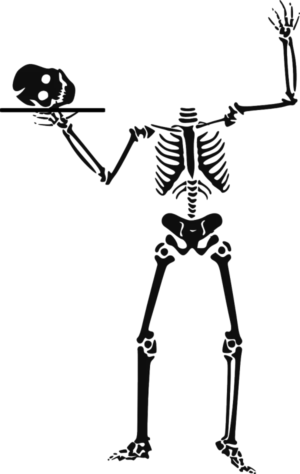 Skeleton Holding Skull on Platter PNG Transparent Background