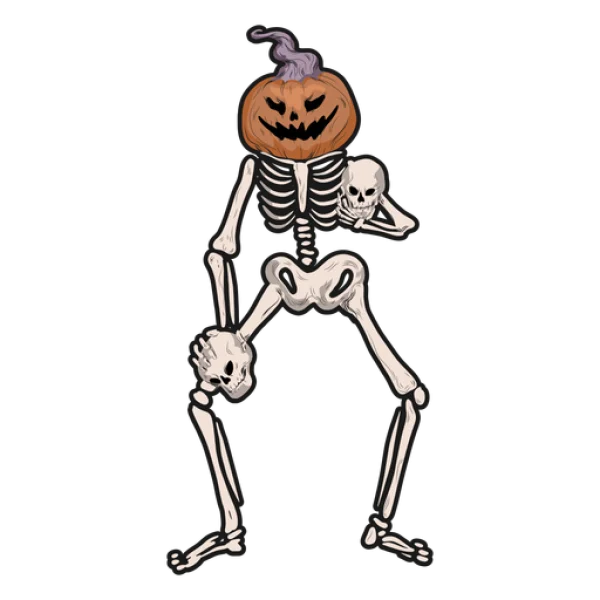 Halloween Skeleton Pumpkin Head PNG Transparent Background