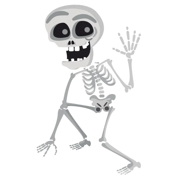 Happy Cartoon Skeleton Waving PNG