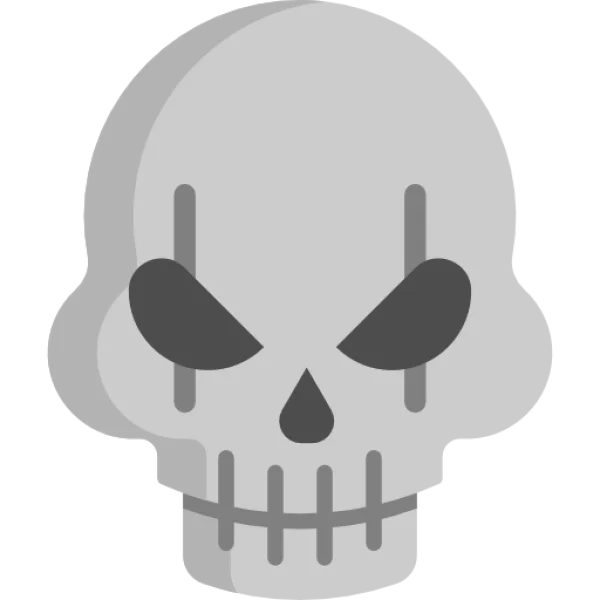 Stylized Grey Skull Icon PNG Transparent Background