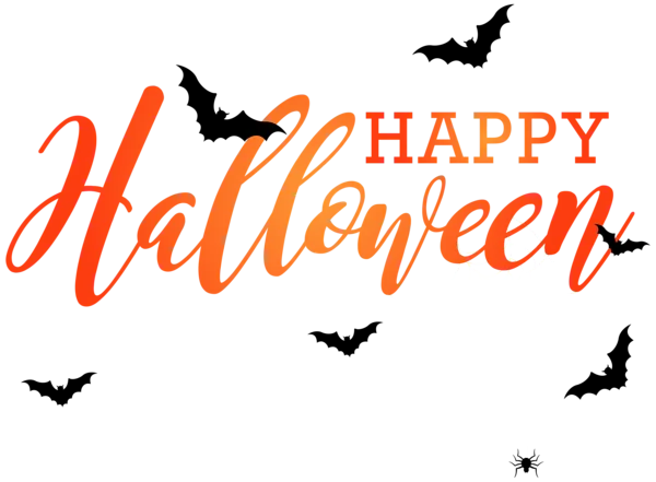 Happy Halloween Text with Spiderweb PNG