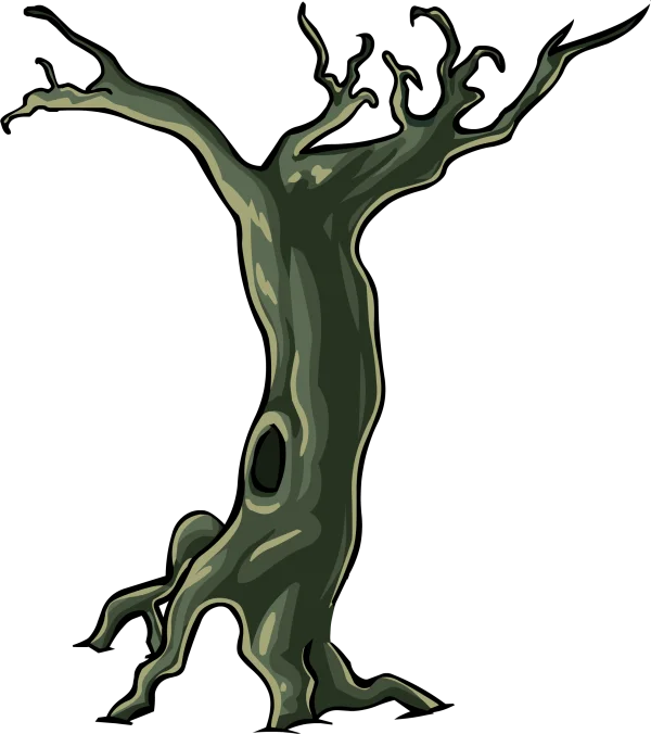 Spooky Gnarled Bare Tree PNG Transparent Background