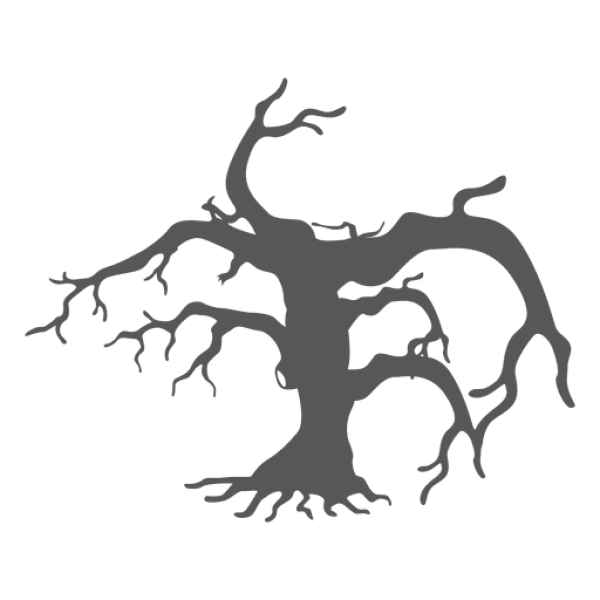 Spooky Gnarled Tree Silhouette PNG Transparent Background
