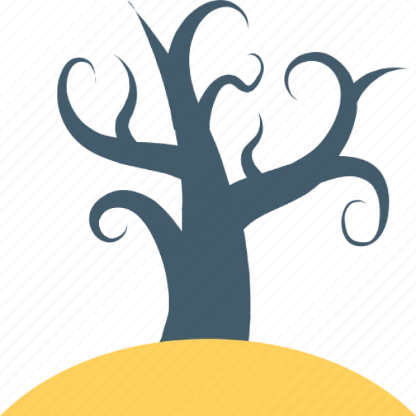 Stylized Twisted Tree on Hill PNG Transparent Background