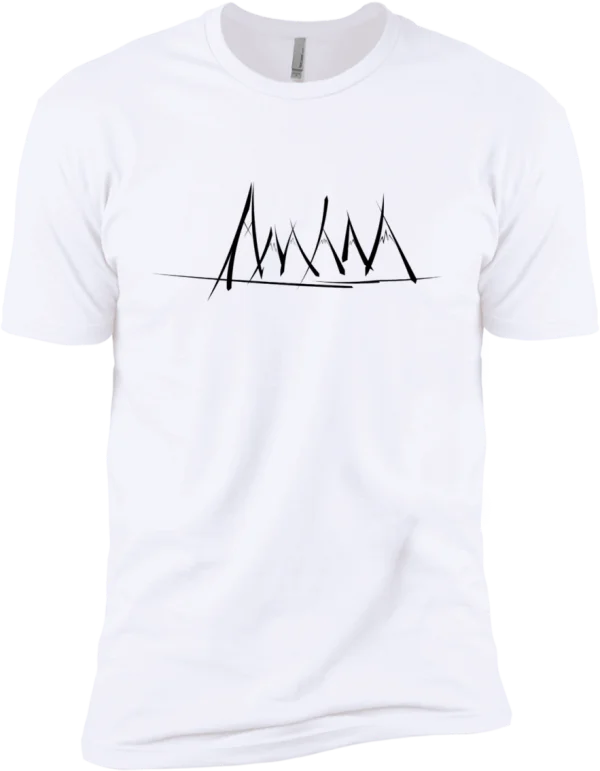 White T-Shirt with Minimalist Mountain Line Art PNG