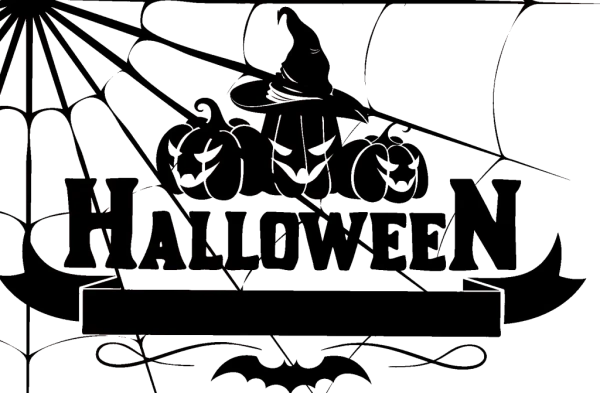 Happy Halloween Text with Spooky Elements PNG Transparent