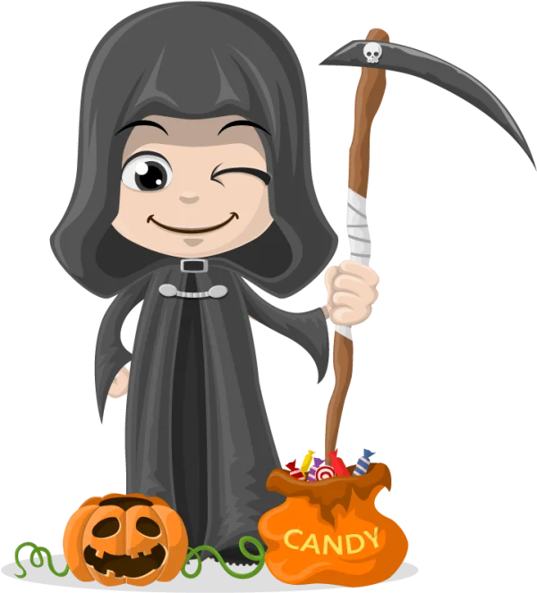 Cute Grim Reaper Halloween PNG