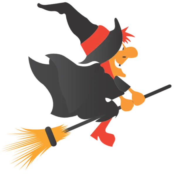 Flying Witch on Broomstick PNG Transparent