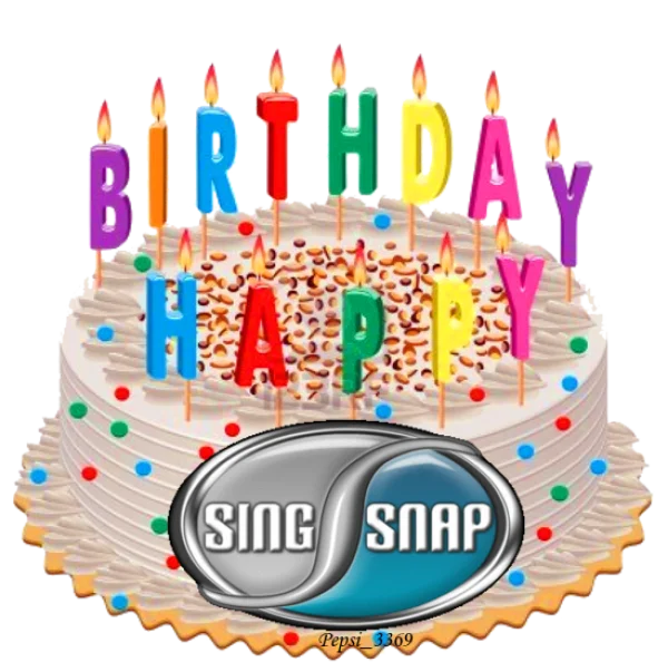 Happy Birthday Cake with Candles & Sing Snap Logo PNG