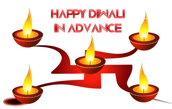 Happy Diwali in Advance with Lit Diyas PNG