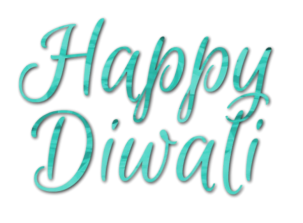 Happy Diwali Teal Watercolor Text PNG Transparent Background
