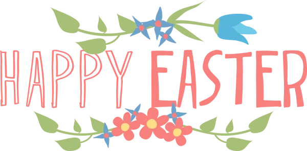 Happy Easter Floral Text PNG Transparent Background